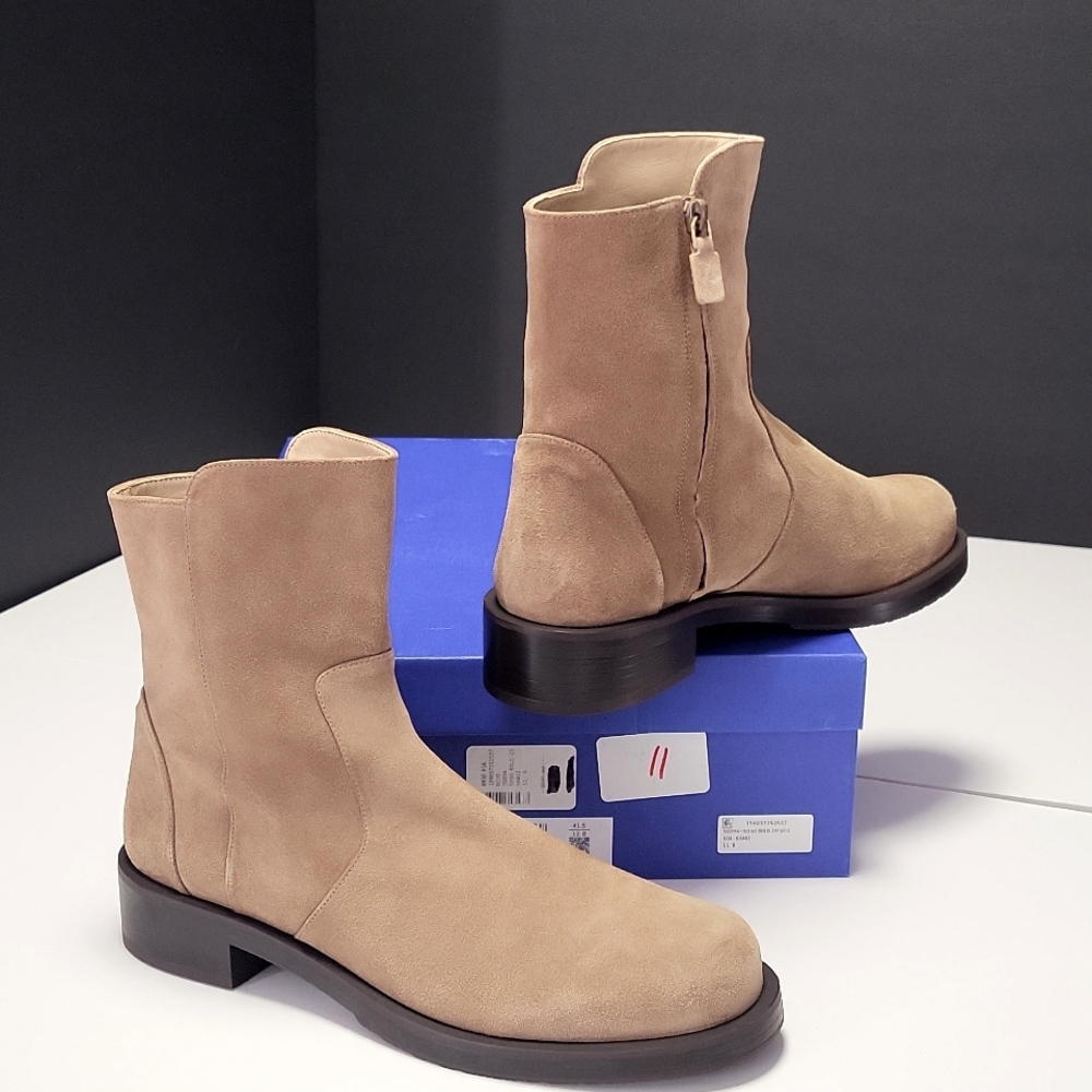 NIB$595 Stuart Weitzman 5050 Bold Zip Bootie Khaki Ankle Boots 11 - Picture 9 of 16